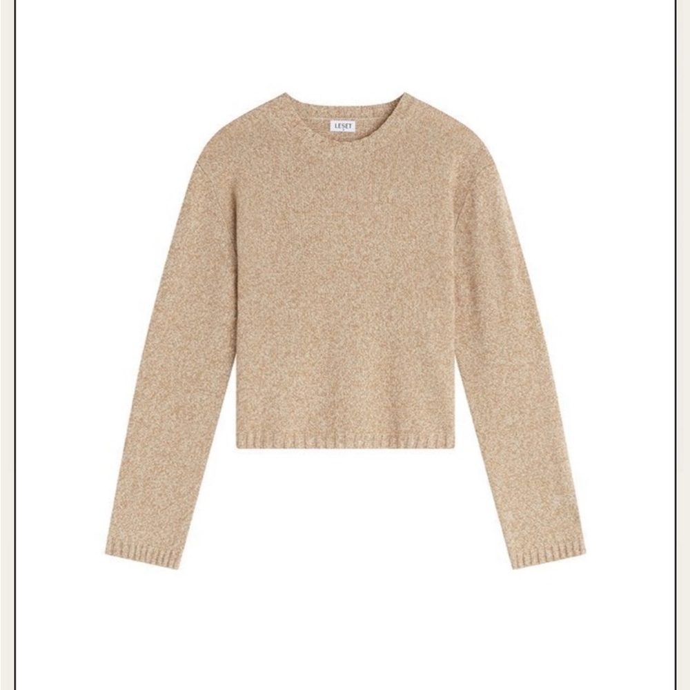 LESET Camel Melange Zoe Crop Sweater